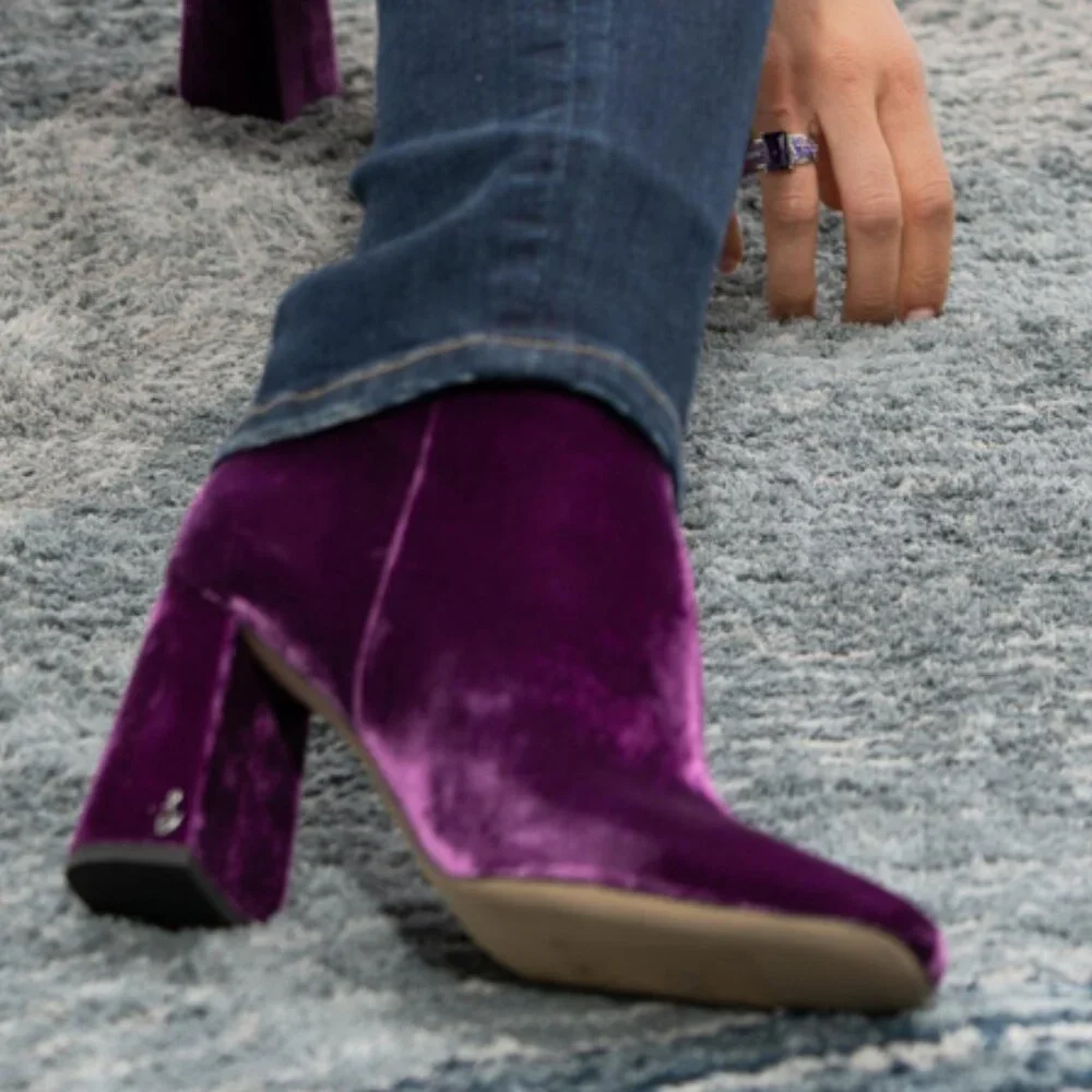 Sam Edelman NWT Codie - Orchid Velvet Ankle Boots - Picture 2 of 9